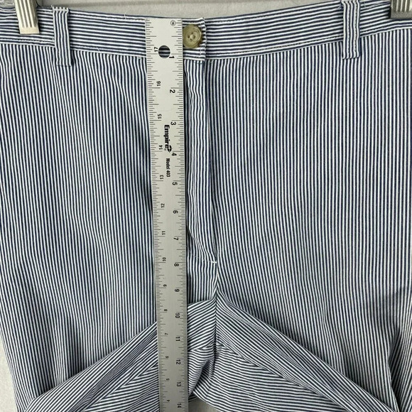 Lands' End Pants Women's Sz 10 Blue White Striped High-Rise Straight Leg Stretch - Picture 4 of 11